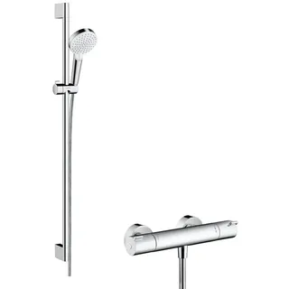 Hansgrohe Crometta Vario mit Ecostat 1001 CL Thermostat weiß/chrom 27813400