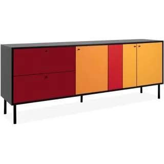 Finori Lowboard 184,5 x 70 x 40 cm Schwarz Metall/Spanplatte/Holzwerkstoff