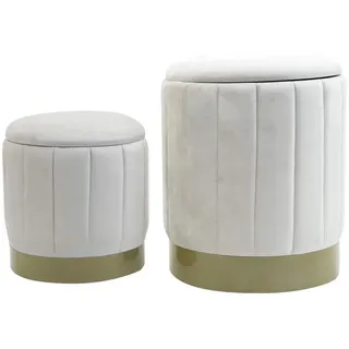 Mobili Rebecca Pouf mit Deckel Polyester 35,5 x 44 x 35,5 cm Weiß