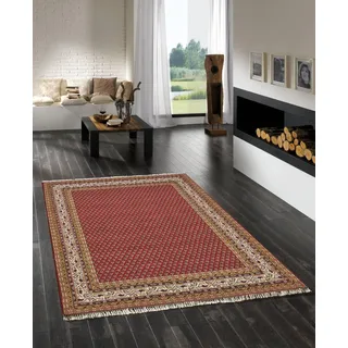 Rug Studios Teppich BIKANER MIR | Farbe: Rot | Größe: 60 x 90 cm | orientalisch | gemustert | glamourös | Klassisch | Landhaus | Modern | Orientalisch | Umrandung | Wohnzimmer | Schlafzimmer | strapaz
