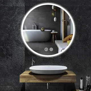 Dripex LED Badspiegel rund 60cm, Badezimmerspiegel mit Beleuchtung