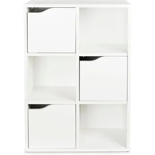 Leomark Moderner Schrank KUBiCO, Bücherregal, Kinderregal, Spielzeugregal, Kinderschrank – Weißes Bücherregal mit 6 Fächern, Aufbewahrungslösung, – Kinderzimmer Wohnzimmer und Büro 59,5x29x89,5cm