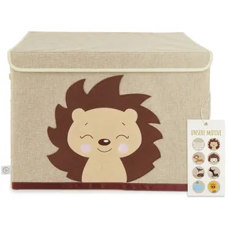 BIECO Spielzeugtruhe Aufbewahrungsbox mit Deckel groß für Kinderzimmer Spielzeugkiste beige