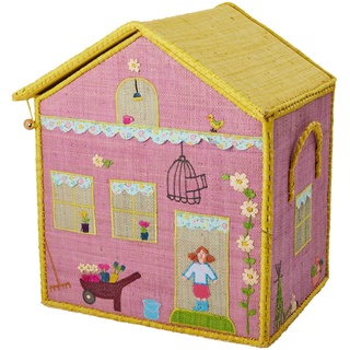 Raffia-Spielzeugkiste House Medium (43X28x36) In Rosa/Bunt