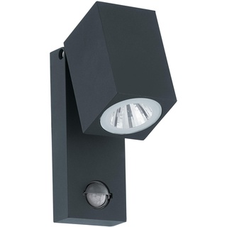 EGLO LED Außen-Wandlampe Sakeda, 1 flammige Außenleuchte inkl. Bewegungmelder, Sensor-Wandleuchte aus Aluguss, Farbe: Anthrazit, IP44