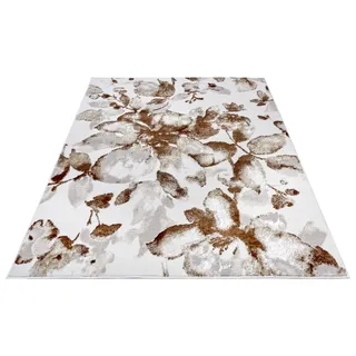 Teppich HANSE HOME "Floral" Teppiche Gr. B/L: 200 cm x 280 cm, 13 mm, 1 St., weiß (weiß,braun) Esszimmerteppiche Orientalisch, Orient, Glänzend, Vintage, Wohnzimmer, Schlafzimmer
