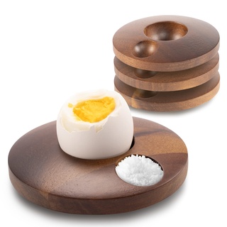 Gerlich® 4er Eierbecher Set aus Akazienholz - nachhaltig, modern & langlebig - Eierbecher mit Nussbaumoptik für EIN besonders edles Frühstück - ideal für jeden Tag