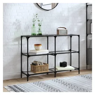 vidaXL Konsolentisch mit Glasplatte 118,5x30x81 cm transparent, weiß