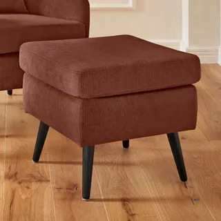 Hocker OTTO HOME "Salla", orange (terra), B:58cm H:49cm T:58cm, Samtcord (92% Polyester 8% Polyamid);Struktur (100% Polyester);Struktur Hahnentritt (100% Polyester);Struktur fein (100% POlyester);Samtoptik (100% Polyester);Fellimitat (100%Polyester), Hocker, Fußhocker Sitzhocker, Bezug auch in Luxus-Microfaser in Teddyfelloptik