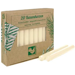 Baumkerzen aus Paraffin, 110/13 mm, Elfenbein, KERZENFARM HAHN, Brenndauer ca. 2h, 20 Stück pro Verpackung