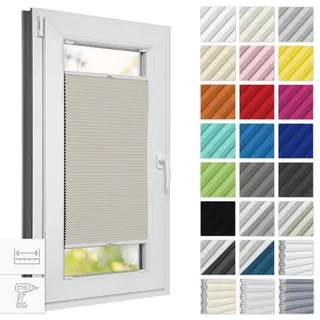Estika Wabenplissee mit Bohren Verdunkelung 45 cm x 150 cm - Waben: Beige - Weiß - Rollos für Fenster, Jalousien Fenster für innen, Raffrollo, Fensterplissee