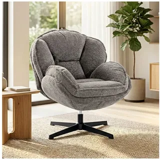 HOMCOM Relaxsessel (Sessel, 1-St., Loungesessel), Wingback, 360° Drehung, Samt grau