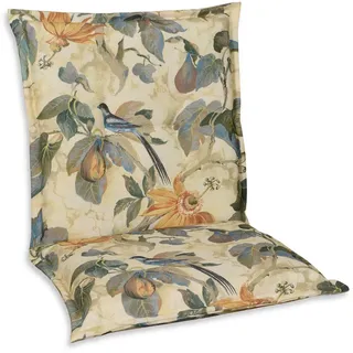 Sesselauflage, Blau, Grün, Orange, Sand, Beige, Hellbraun, Currygelb, Textil, Floral, Füllung: Schaumstoff, Vlies, 50x9x100 cm, Handmade in Germany, hochwertige Qualität, Outdoor-Kissen, Gartenstuhlauflagen, Niedriglehner-Auflagen