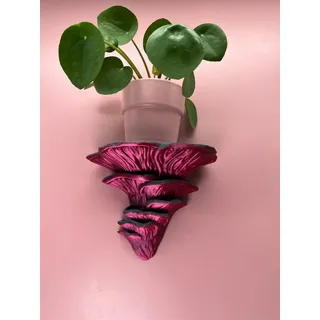 Roomberry Deko-Wandregal Pilz Wandregal Flamingo, Schwebendes Deko‐Regal für Wand, Hergestellt in Deutschland in unserer eigenen 3D-Druckmanufaktur rosa|schwarz