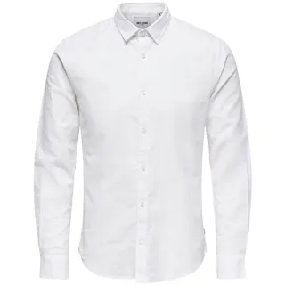 Only & Sons Langarmhemd ONSCAIDEN Slim Fit Langarm, Kent-Kragen, für Herren Freizeit Hemd 'Caiden' Weiß