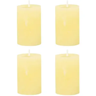 Chic Antique 4er Set Macon rustikale Stumpenkerze Kerze Antik Altarkerzen 100% Paraffin Lange Brenndauer (Melon-gelb, 8x5 cm)