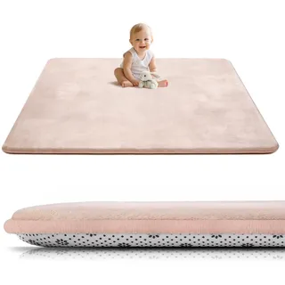 Tuocal Krabbelmatte Baby Spielmatte 127x127x3cm krabbeldecke, Rosa