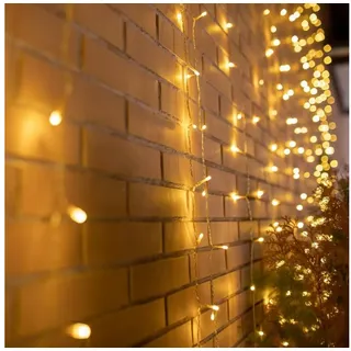 Licht-Erlebnisse Gartenleuchte RINKU, LED fest integriert, Warmweiß, LED Steckdose IP44 2700 K warmweiß 3 x 2 m lang Lichtervorhang