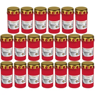 Beste Choice Grablicht Brenner Nr. 3 rot mit Deckel Grabkerzen Friedhofskerzen Grablichtkerze Trauerlicht Gedenkkerze Grabdekoration Grabdeko (20er Pack)