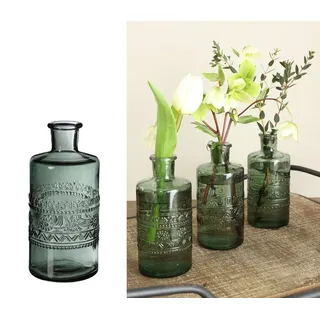 NaDeco Dekovase Glas Flasche Porto in Dunkelgrün h. 14,5 cm Ø 7,5 cm grün