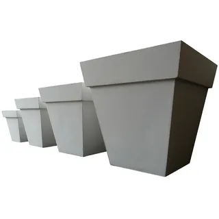 point-garden 4er Set Blumenkübel Pflanzkübel Pflanzgefäß Blumentopf weiß eckig