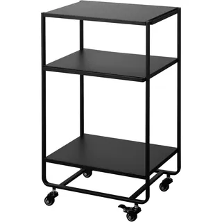 Yamazaki Küchenwagen schwarz, Metall 3 Fächer, 49x81x38 cm (LxBxH)