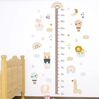 Kinder Höhe Diagramm Wandaufkleber, Wandtattoo Kinderzimmer, Messlatte Kind Wandsticker Tiere Dinosaurier Auto Astronaut Aufkleber, Geschenke für Jungen & Mädchen (Tier-D)