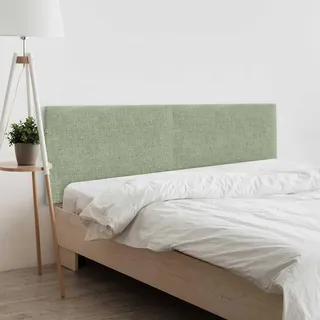 DHOME Plain Natural Linen Headboard gepolstertes Bett Kopfteil Modernes Schlafzimmer TOP Trending (Grün, 180cm Dual (Betten 180/190))