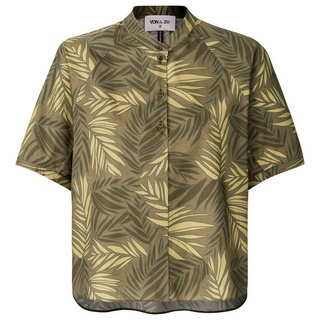 VON & ZU Kurzarmbluse Kurzarm-Bluse mit Blätterdruck grün 34