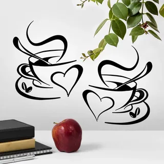 2 Tassen Wand Küche Kunst Aufkleber Liebe Zitate Aufkleber Pub Dekor Kaffee Tee Dekoration Abnehmbare Wand Abziehbilder Schwarz Tasse Home Dekorationen Schaufenster Tür Deko Kunst Zitat Transfer