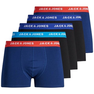 JACK & JONES Herren JacLee Trunks 5 Pack Boxershorts, Blau (Surf The Web Detail: Surft The Web/Estate Blue/Blue Jewel), M EU