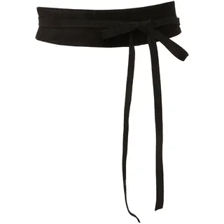 Ulla Popken Damen große Größen Übergrößen Plus Size Leder-Bindegürtel, Veloursleder, Einheitsgröße schwarz 1Size 821842130-1 - Einheitsgröße