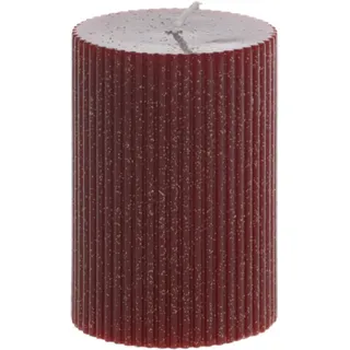 Chic Antique Stumpenkerze mit Rillen und Glitzer, H10/Ø7 cm cherry