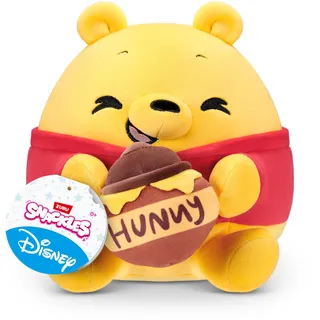 Snackles Disney 20 cm Plüschtier (Winnie Puuh & Honig) von ZURU – Ultra-weiches Kuscheltier mit Snack-Zubehör, Sammelbare kuschelige Plüschfigur für Kinder, Twens, Jugendliche & Disney-Fans