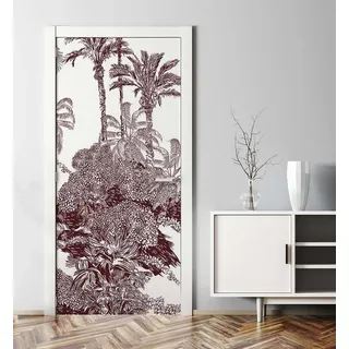 MyMaxxi Türtapete selbstklebend - Einteilige Türfolie 90x200 cm - Motiv: Dschungel Muster Nr. 2 rot Türklebefolie zum verschönern & bekleben der Tür - Türaufkleber aus Klebefolie