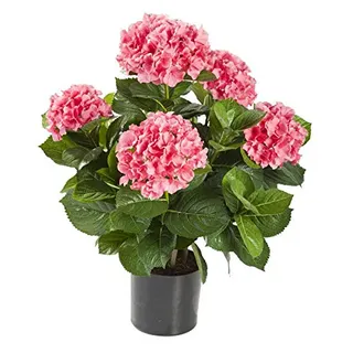Künstliche Pflanze für Sommer - Hortensien Busch im Topf - Rosa Blüten - Höhe 53cm - Kunstpflanze/Dekopflanze - Naturgetreue & Hochwertige Verarbeitung