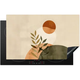 KitchenYeah© Herdabdeckplatte 85x52 cm Einteilig Induktionsmatte Küche Abdeckung Ceranfeld Herd Abdeckplatte Deko Vinyl Matte Aufrollbar Zweige - Formen - Abstrakt