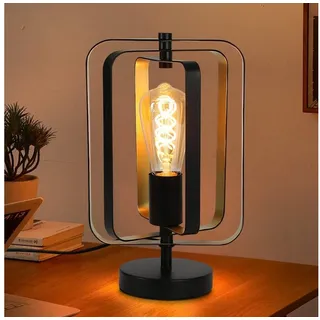ZMH Tischleuchte Industrial Vintage Drehbar Deko-Nachttischlampe E27 aus Metall, LED wechselbar, E27 Deko für Hotel Wohnzimmer-ohne Glühbirne schwarz