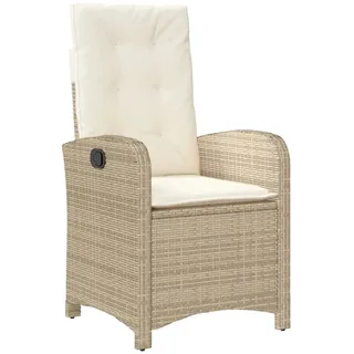 vidaXL Gartensessel mit Kissen Verstellbar Beige Poly Rattan