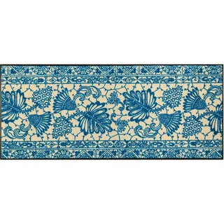 Fußmatte WASH+DRY BY KLEEN-TEX Teppiche Gr. B/L: 60 cm x 180 cm, 7 mm, 1 St., blau (blau, ecru) Fußmatten gemustert