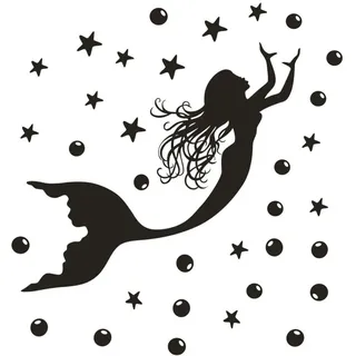 Ein Set Wandsticker Mit Seestern, Blasen Und Meerjungfrau-motiven, Wanddekoration Für Wohnzimmer, Schlafzimmer, Büro Und Küche - Wandaufkleber