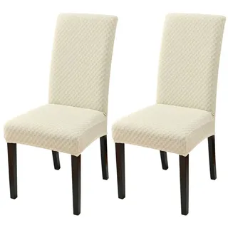 Refttenw Stuhlhusse Stuhlhussen für Esszimmerstühle,Wasserabweisend Stuhlbezüge,2/4 Stück beige 45 cm