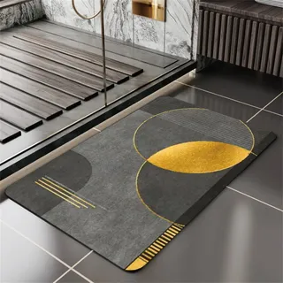 Aoojlo Badematte rutschfest, Badvorleger, Badteppich rutschfest Waschbar, Softmath Badematte Schnelltrocknend, Badematten, Bath Mats, Absorbierende Badematte Kleiner, Duschvorleger (Gelb-60x90cm)