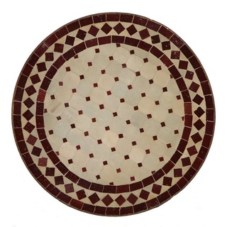 Casa Moro Beistelltisch Marokkanischer Mosaik-Beistelltisch Ø 45 cm rund Bordeaux Terrakotta (Bistrotisch kleiner Gartentisch Balkontisch), Mosaiktisch mit Gestell Höhe 50 cm Marokko, MT2993 braun