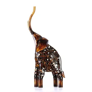 LIJUCAI Metallweberei Elefant Eisenskulptur Heimdekoration Kunsthandwerk Tierskulptur Tischdekoration Zubehör Handgemachtes Geschenk, braun