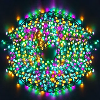 Ulinek 100M 1000LED Lichterkette Außen Innen Weihnachtsbaum Strombetrieben | Bunte LED Cluster Lichterkette mit 8 Modi wasserdicht für Weihnachten Baum Fenster Balkon Garten outdoor Party