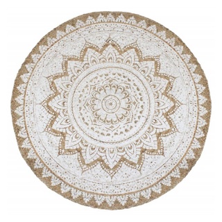 Teppich Jute Geflochten Bedruckt 180 cm Rund, furnicato, Runde beige|braun