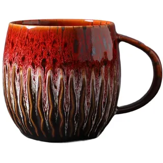 Buhdjfnke Teetasse-Kaffeetasse-Handgefertigter Look Keramiktasse Große Größe, Mikrowellen- und Spülmaschinenfest C