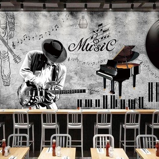 Liebhaber Individueller Musik Muralo Tapete, Retro-Musikhintergrund Tapete für Wand, 300 x 210 cm Wandbild Dekoration - für Study Zimmer Restaurant Cafe die Mauer