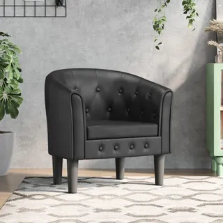 vidaXL Clubsessel Reza Kunstleder 1-St 70 x 75 x 70 cm Schwarz mit Rollen